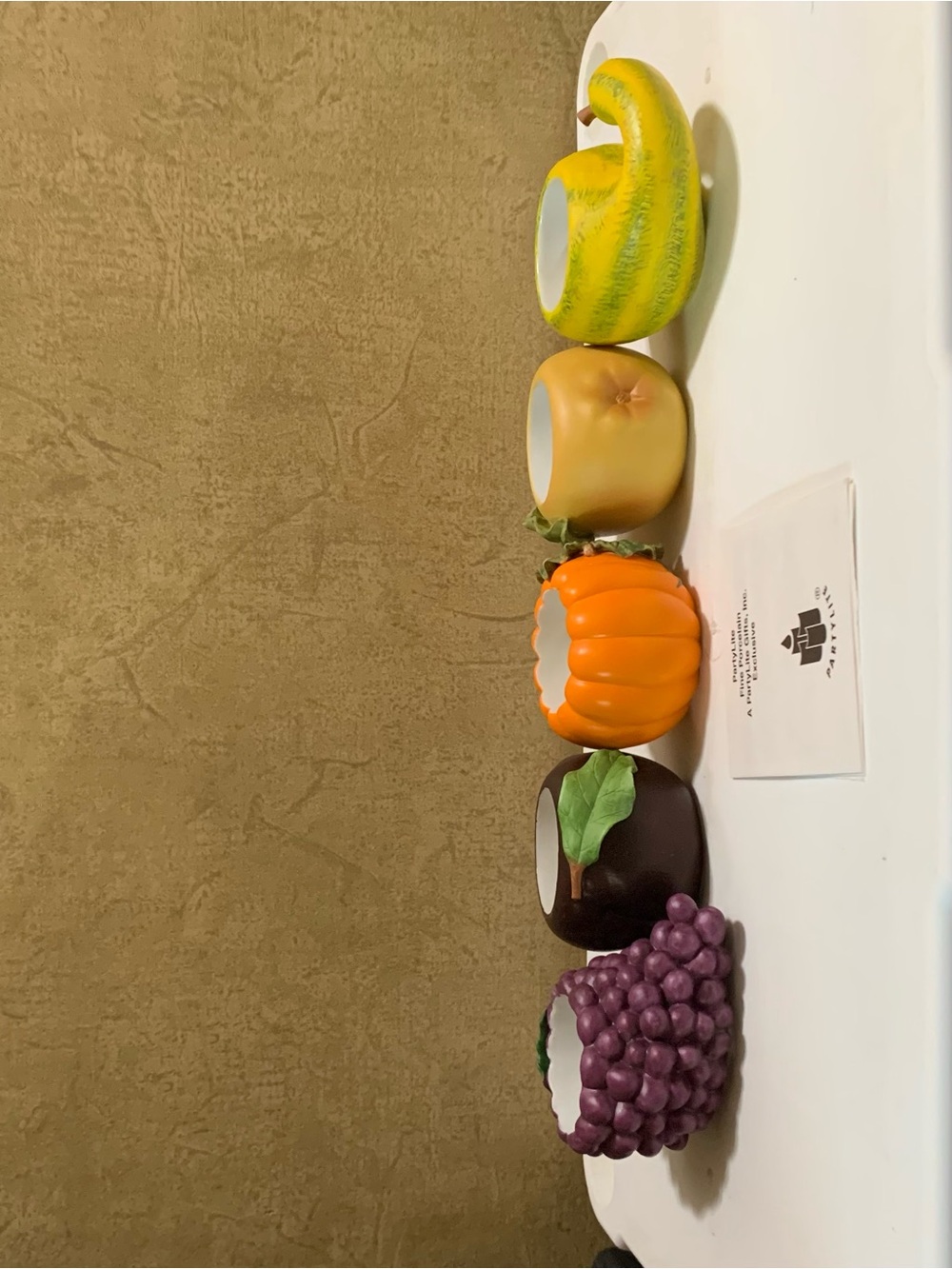 Partylite Harvest Medley Porcelain Fruit Veggie Tealight Candle Holders NEW